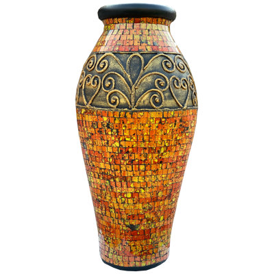 Arkdale Blue/Orange/Red 24" Terracotta Floor Vase