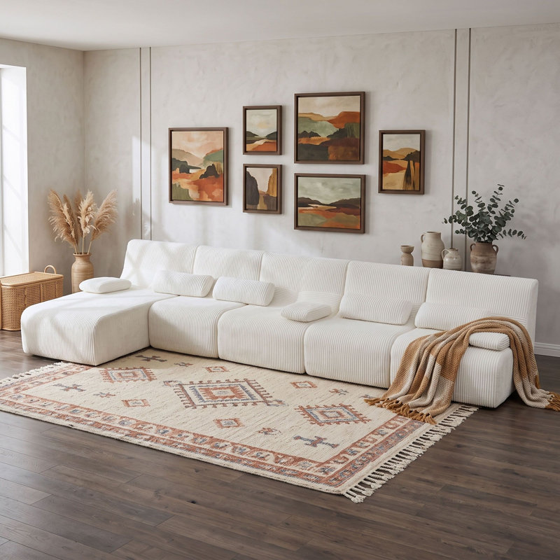 Canapé modulaire modulaire à cinq places, Beige