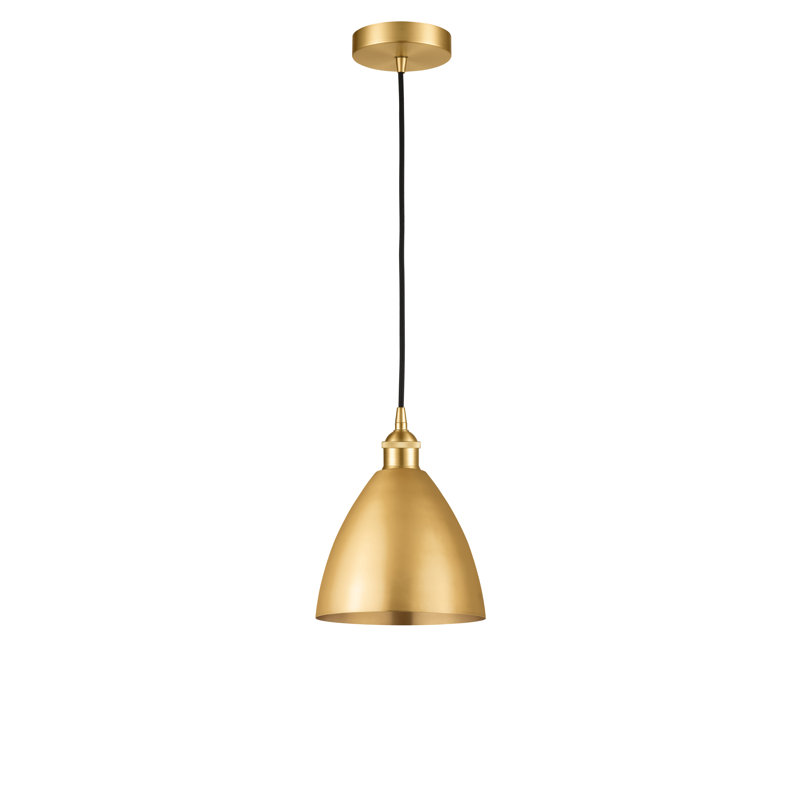 Luminaire suspendu conique 1 lumière, Or satiné, Noir mat, 11.25" H x 7.5" W x 7.5" D