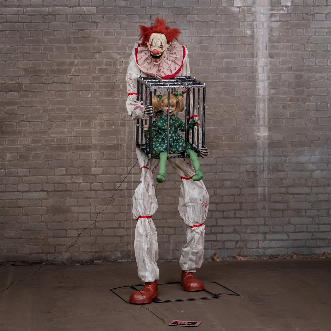 Samuel Alexander 7ft Animatronic Clown with Caged Girl Halloween Decoration - Image 7