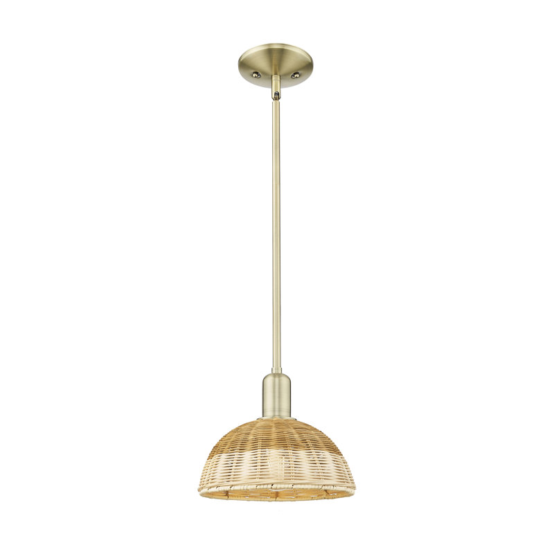 Cidalino - Mini-luminaire suspendu 1 lumière avec abat-jour tressé - Abat-jour, H 38,88 po x l 15,75 po x P 15,75 po