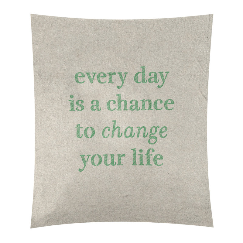 Tapisserie en polyester changer votre citation vie, H 27,5 po x l 37,5 po, Blanc / vert