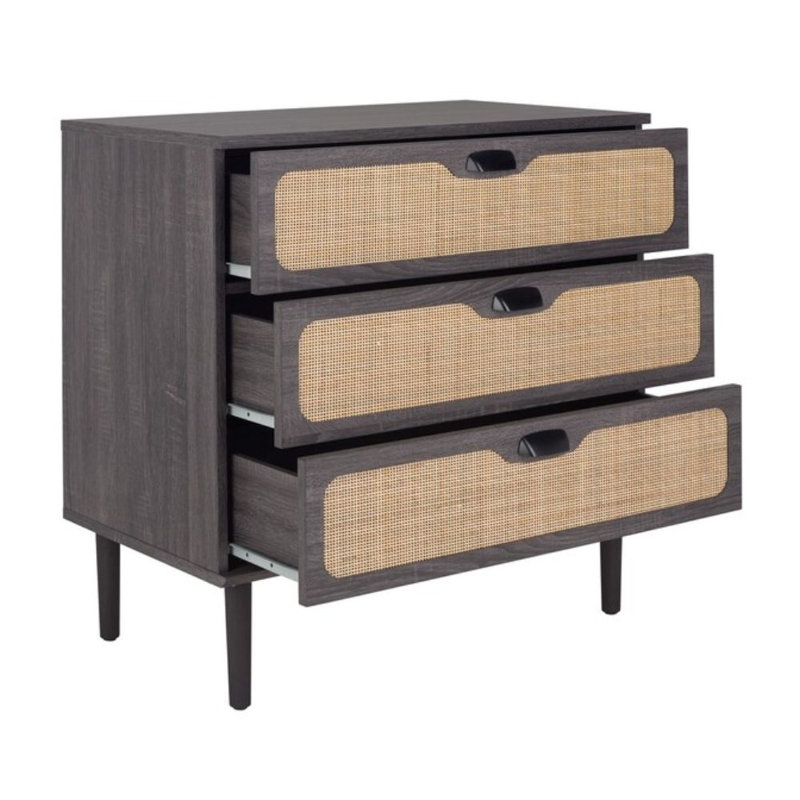 Commode 3 tiroirs, Noir patiné