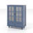 Minimalist Blue Buffet Cabinet With Glass Doors And Drawer, Modern Sideboard For Living Room Or Dining Room