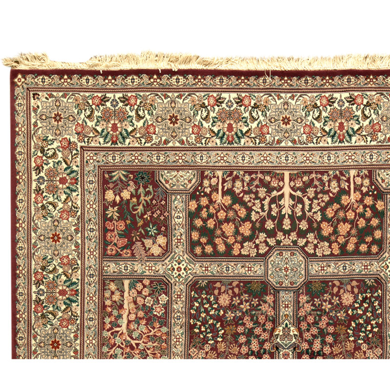 Tapis prune et ivoire noué à la main de haute qualité