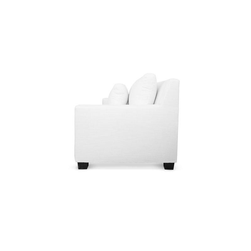 Dubuisson Upholstered 84'' Sofa, 72", Contessa Ruby, Walnut