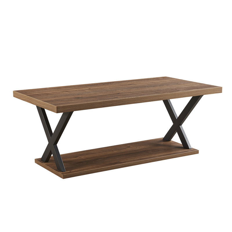 Table basse avec tablette de rangement Arether, Noyer