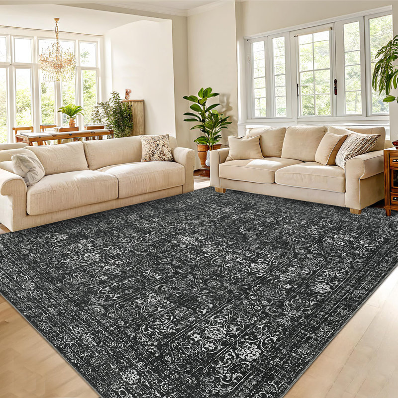 Tapis rétro antidérapant lavable à la machine Vintage, Rectangle 5 pi x 7 pi