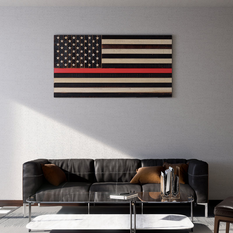 Décoration murale drapeau américain, H 38 po x l 72 po x P 0,8 po, Rouge