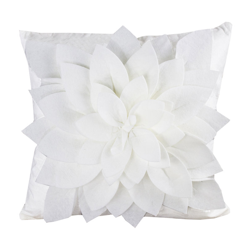 Sara's Garden Polyester Throw Square Pillow Cover, Ivory
