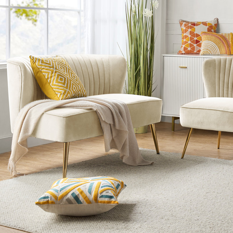 Euclid 47" Velvet 2-Seat Armless Loveseat, Tan