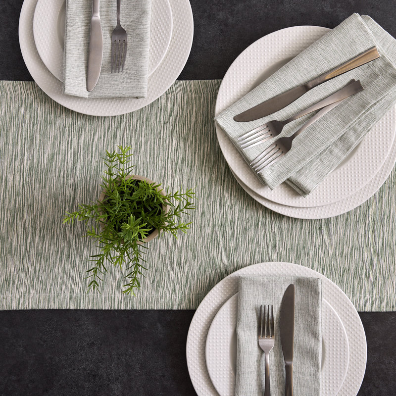 Space Dyed Table Runner & Placemat 5 Piece Set, Graphite, Green