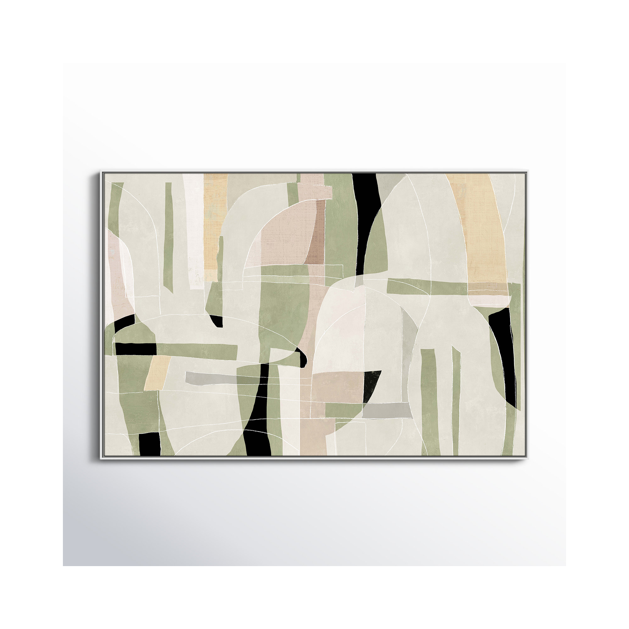 Sunny Barcelona - Floater Frame Canvas, 61.5" W x 41.5" H, White