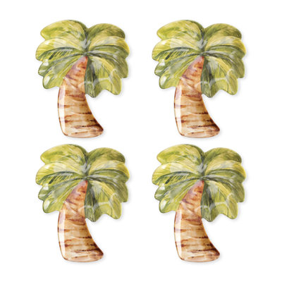 4-Piece Ikat Palm 10" Melamine Plate