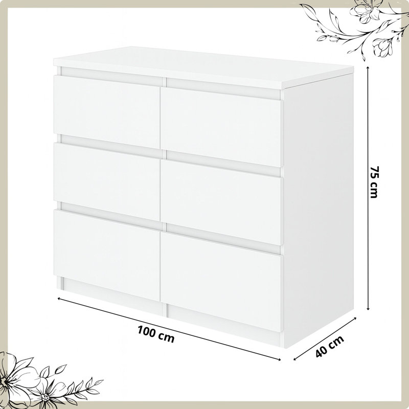 100 cm W Chest of 6 Drawers
