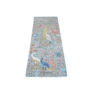 Tapis de couloir oriental nouveau en laine noué à la main gris 2 pi 6 po x 5 pi 10 po - MOA10289162
