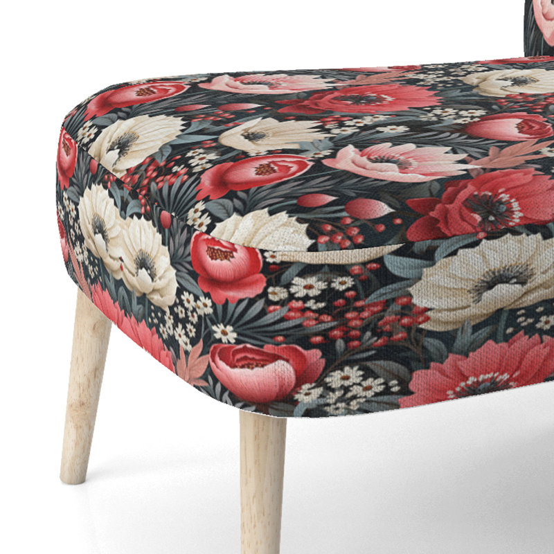 Chaise d'appoint rembourrée rose Vintage Poppy Flourish Gardens