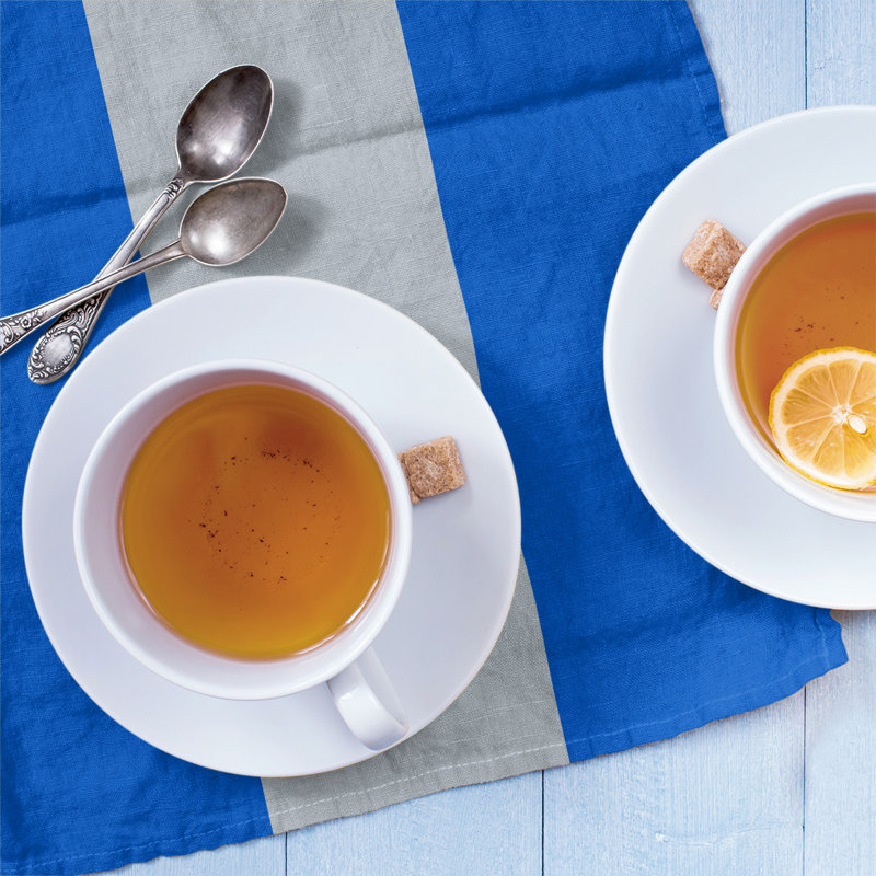 Tea Towel Kitchen Towel, Royal Blue/Silver/Royal Blue, Cotton
