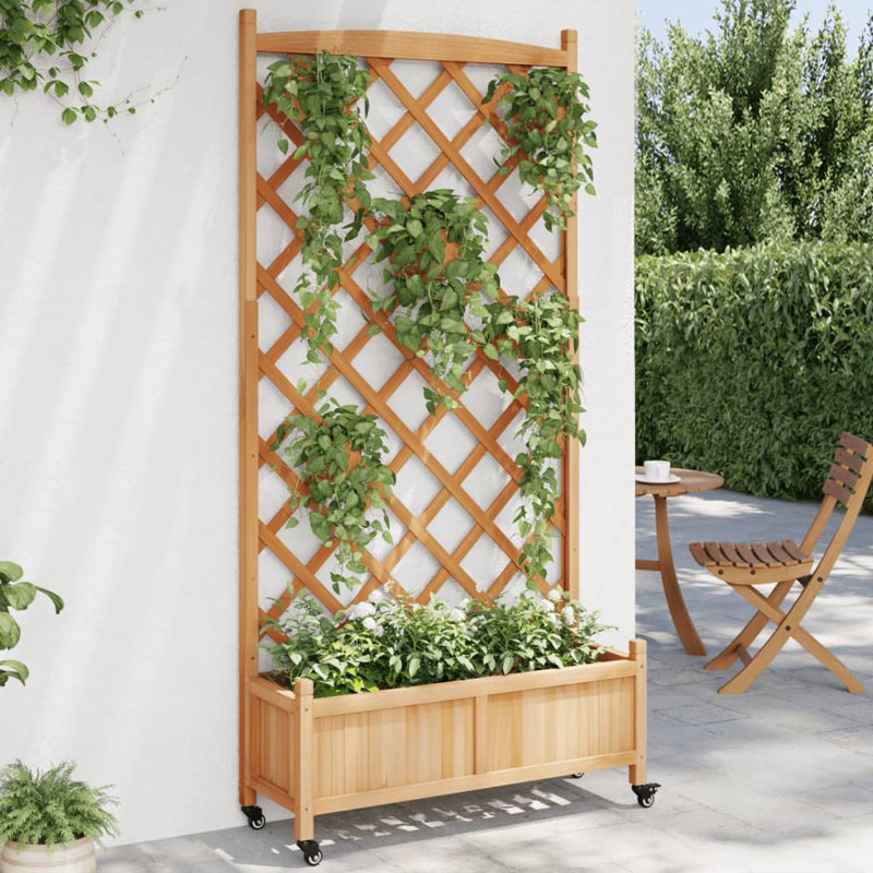 Wood Pot Planter, Brown, 73.8" H x 35.4" W x 13.8" D