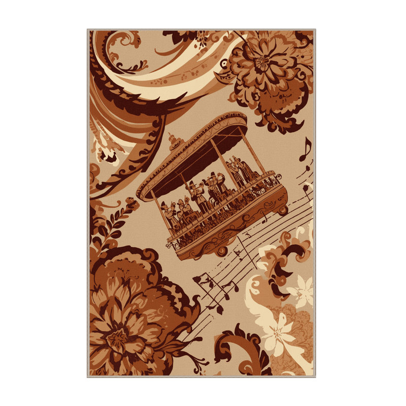 Tapis damassé classique à bande flottante Orfelinda, 2 x 5