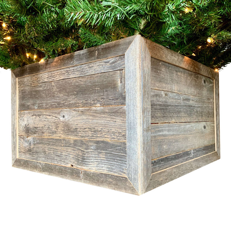 Weathered Gray Wooden Christmas Tree Collar
