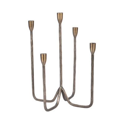 16" Forged 5-Taper Candle Holder, Black