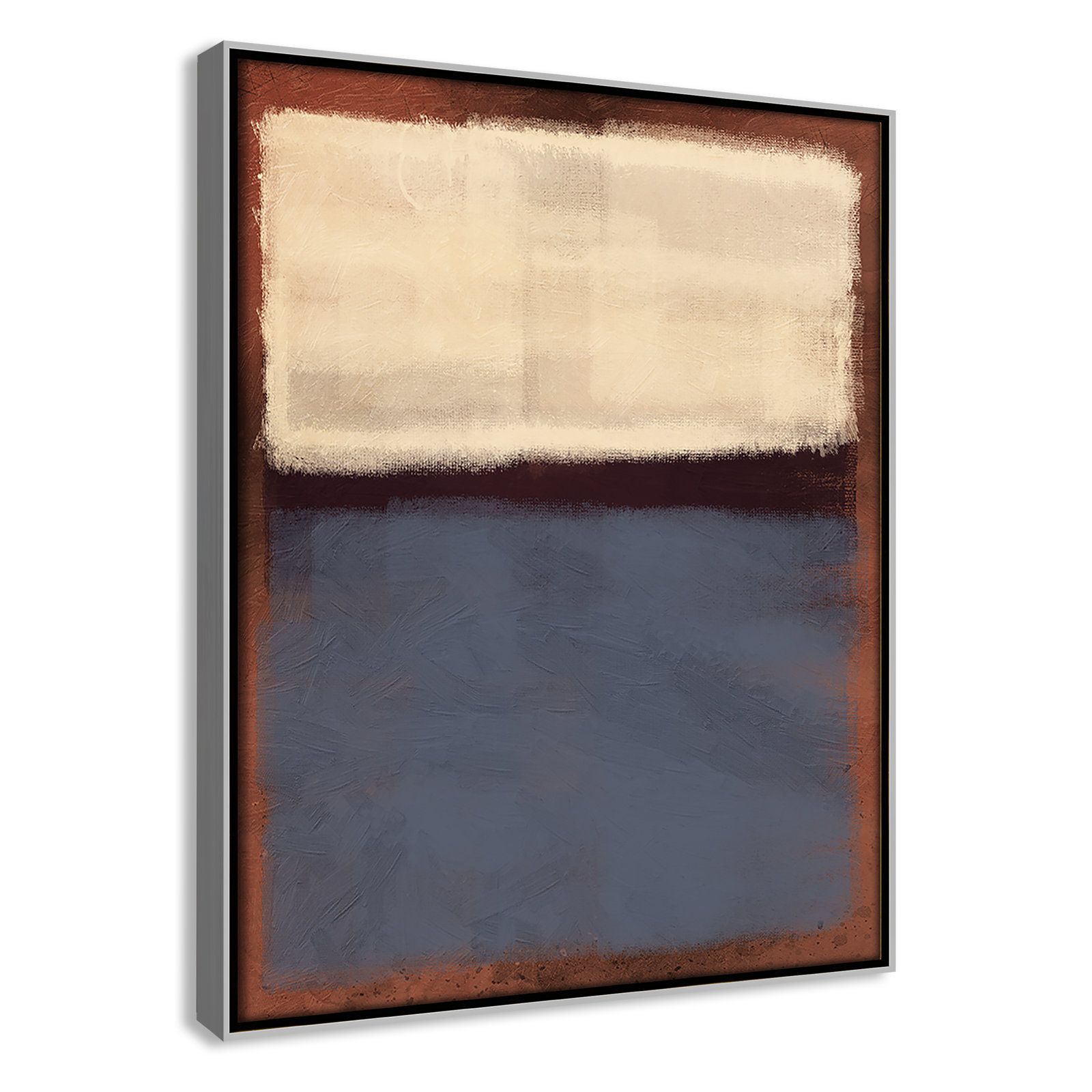 Alabaster Burst - Floater Frame Painting on Canvas, Silver Framed, 15.5" H x 12.5" W x 2" D