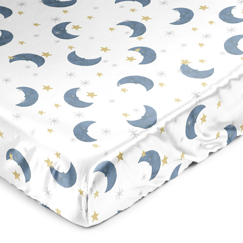 Moon Bear Satin Fitted Crib Sheet
