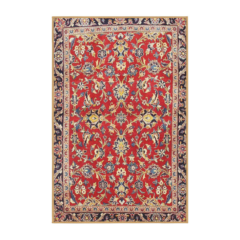 Tapis traditionnel rouge / noir Glenavy, Rectangle 5 pi x 7 pi