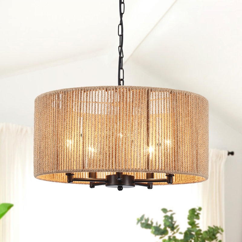 Caroyln 5 - Light Dimmable Drum Chandelier, Matte Black