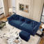Canapé Chesterfield, canapé-lit gigogne 3 en 1 de 89 po, canapé-lit convertible, canapé-lit très grand, méridienne, canapé en velours 3 places avec repose-pieds mobile, conception capitonnée, bleu-543063771