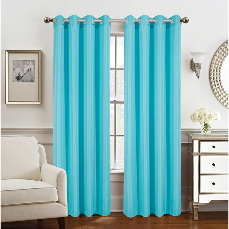 Rideau simple uni avec œillets Gilbert, Turquoise