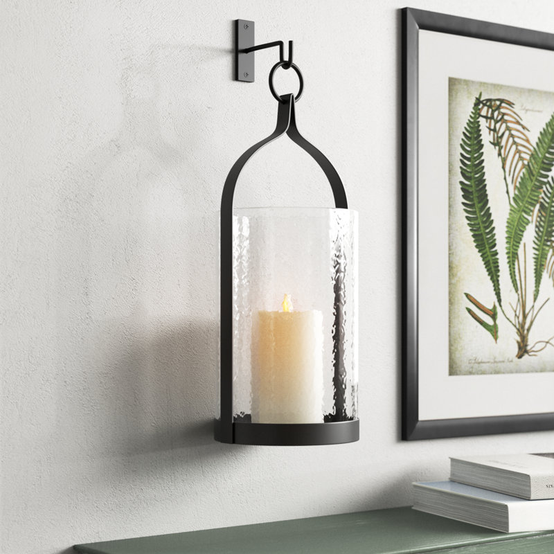 Iron Wall Lantern, 15.25" H x 6.5" W x 6.5" D