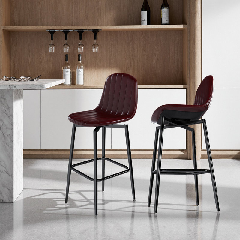 Tabourets de bar pivotants modernes avec sièges rembourrés en polyuréthane - ensemble de 2