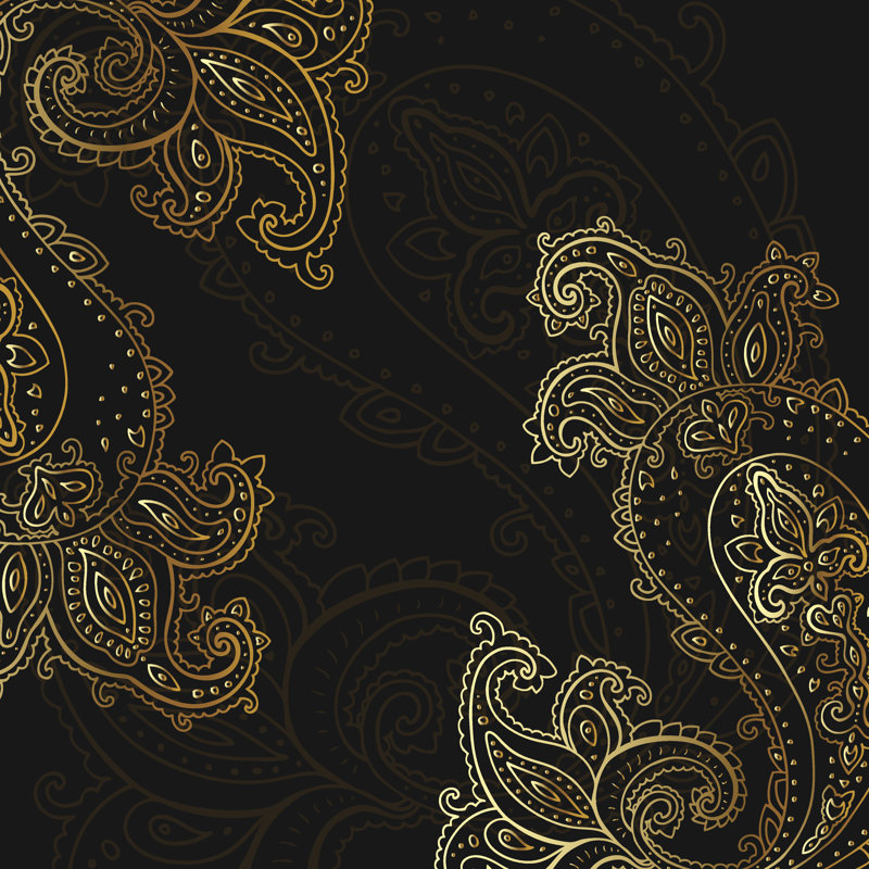 Impression sur toile tendue, motif cachemire, H 12 po x l 12 po