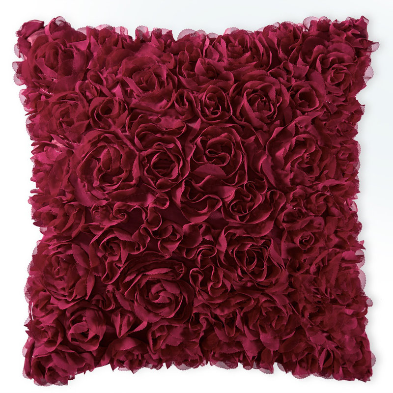 Coussin décoratif, Vin rouge, 16 po x 16 po