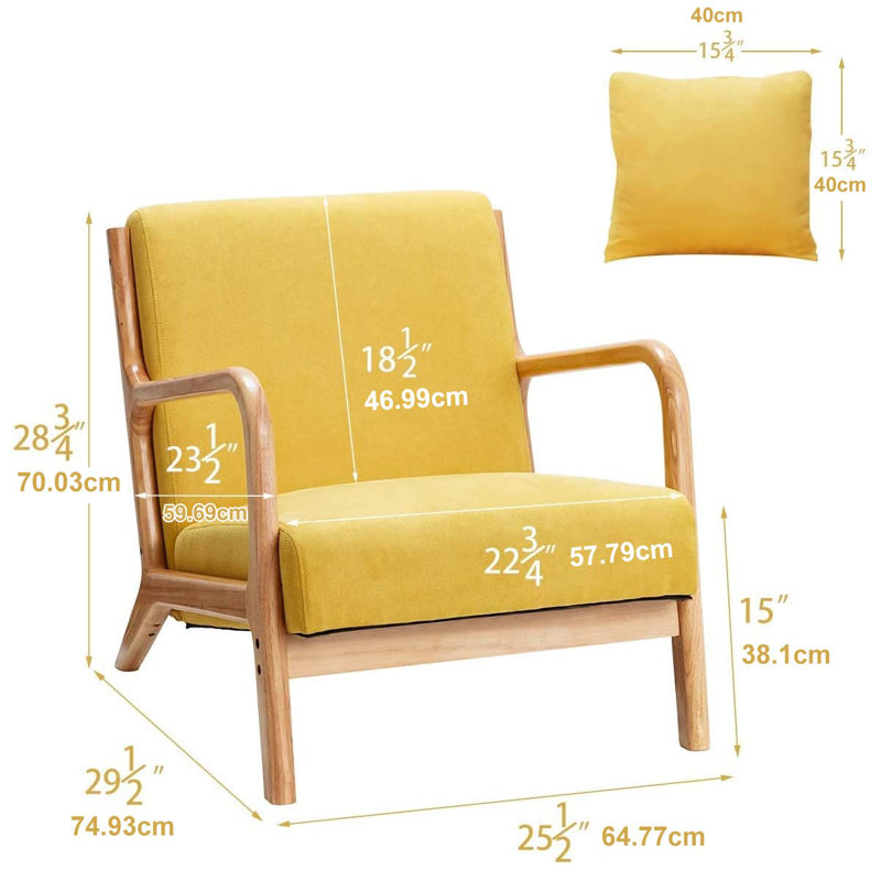 Upholstered Armchair, Yellow Linen
