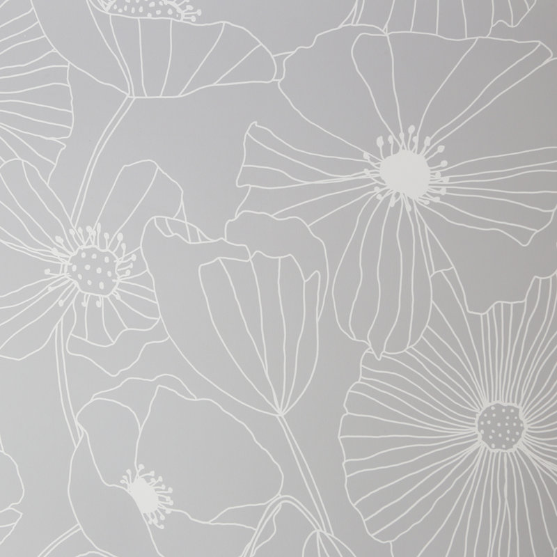 Fresco Linear Floral Grey Wallpaper