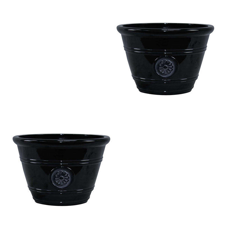 Jardinière 12 po Modesto, finition noire, paquet de 2