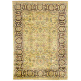 Hand Knotted Wool Area Rug in Gold And Plum