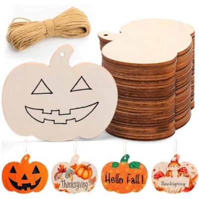 45 pièces, citrouilles en bois, artisanat d'Halloween pour enfants, découpes de citrouilles à peindre, artisanat en bois brut pour Halloween, fête de l'Action de grâce, bricolage pour enfants