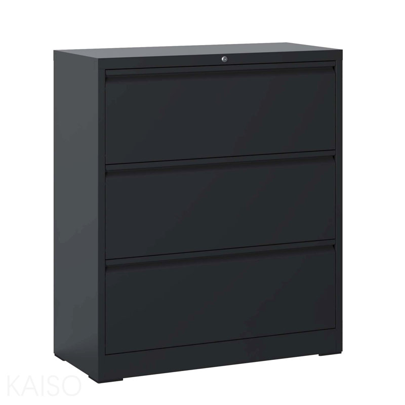 3-Drawer Lockable Heavy-Duty Metal Filing Cabinet, Silent Full-Extension Slides Anti-Tilt Safety Wide Storage For Letter Legal A4 F4 Home Office