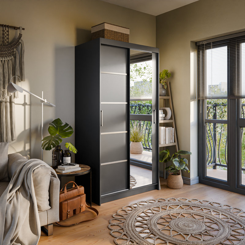 Logun 2 Door Manufactured Wood Wardrobe, Oak Sonoma, 200cm H x 100cm W x 62cm D