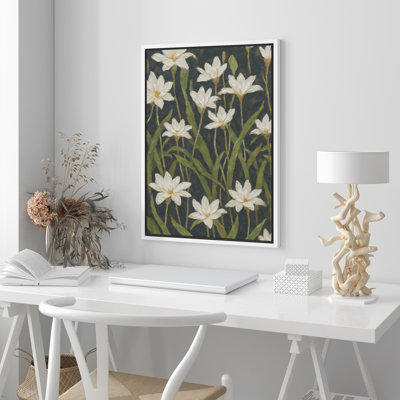 Framed Canvas Wall Art Print - Vintage Floral Botanical Artwork for Living Room Decor