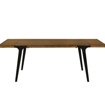 Table de salle à manger noyer et noir, 2 rallonges incluses, plateau en bois épais de 18 mm, dossier de chaise en métal, assise rembourrée, coussin de siège de l 35 po x l 59 po à l 83 po, rallonge, dossier