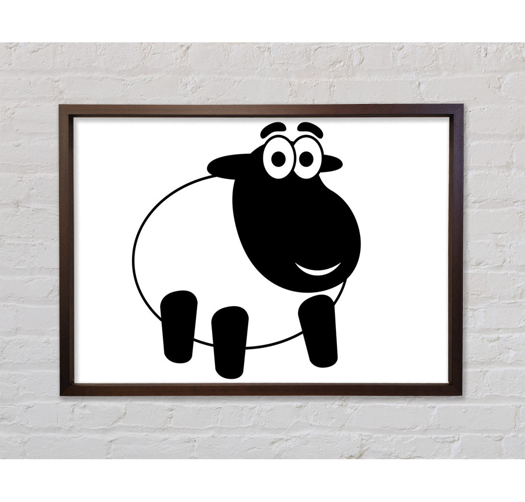 Happy Cartoon Sheep White - Einzelner Bilderrahmen Kunstdrucke auf Leinwand