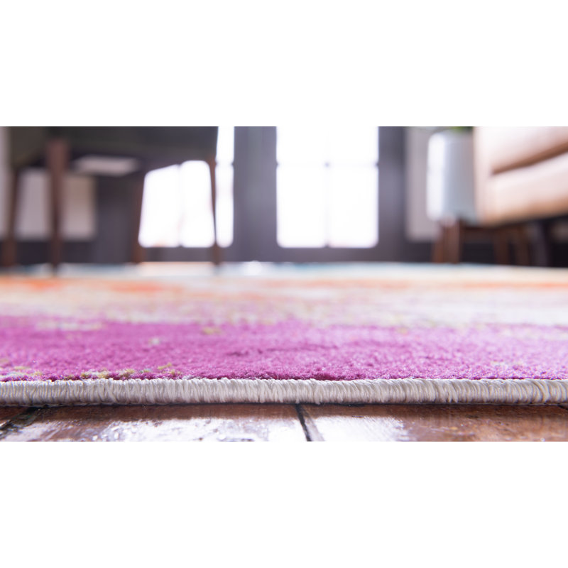 Tapis orange / bleu à cœur ouvert, Rectangle 4 pi x 6 pi