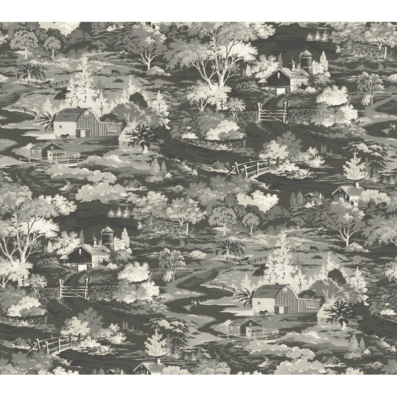 Papier peint Homestead, Noir / gris