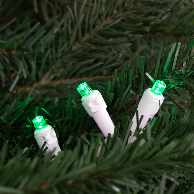 50 lumières DEL de Noël grand angle 16,25 pi fil blanc, Vert