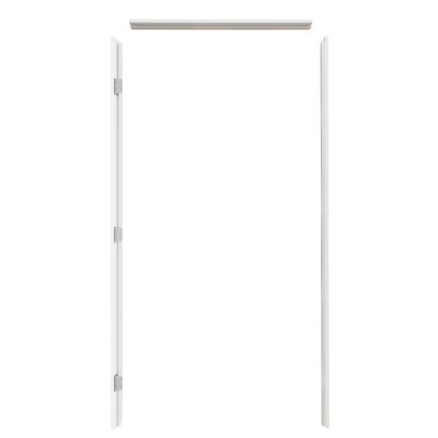 Ensembles de cadre de porte simple en bois de pin pour portes gauches de 80 po de hauteur, cadre réglable de différentes tailles (jusqu'à 36 po de largeur), assemblage requis, complet avec 3 charnières argentées et bandes d'étanchéité de porte, surface peinte en blanc